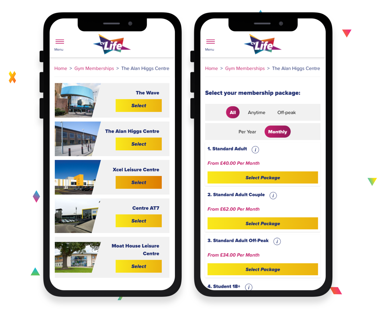 cv life booking system