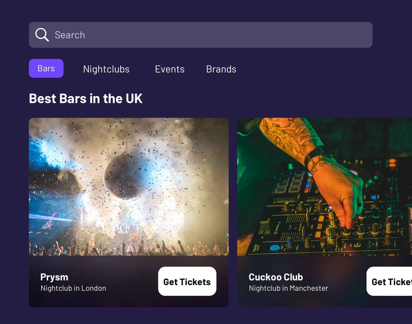 Glub Global App club search