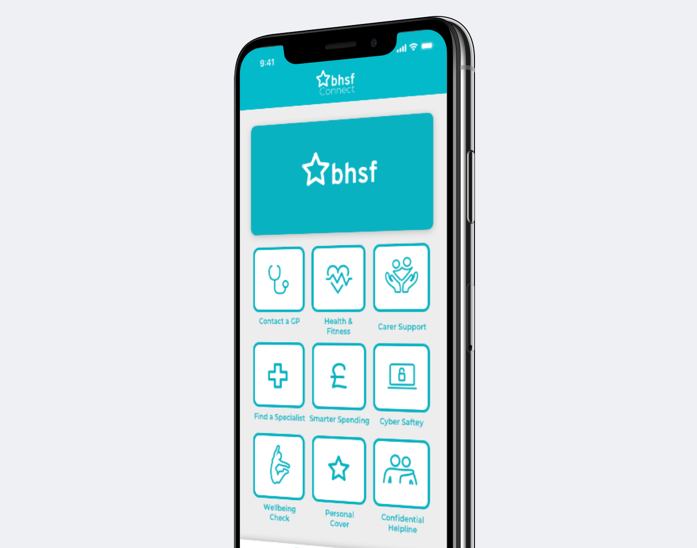 BHSF connect app home screen