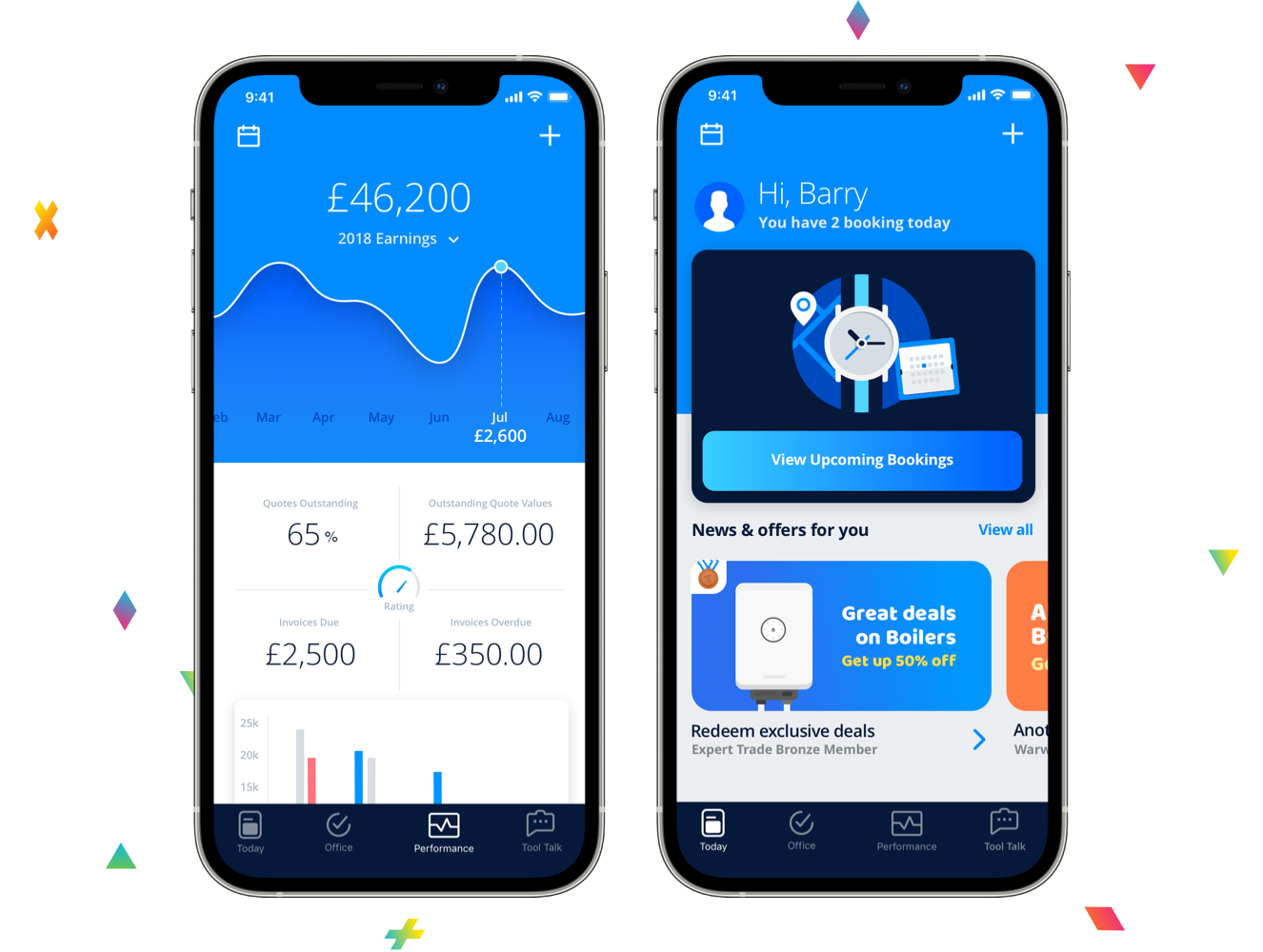 screenshots of expert trades app