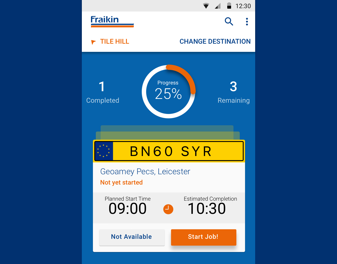Fraikin destination screen