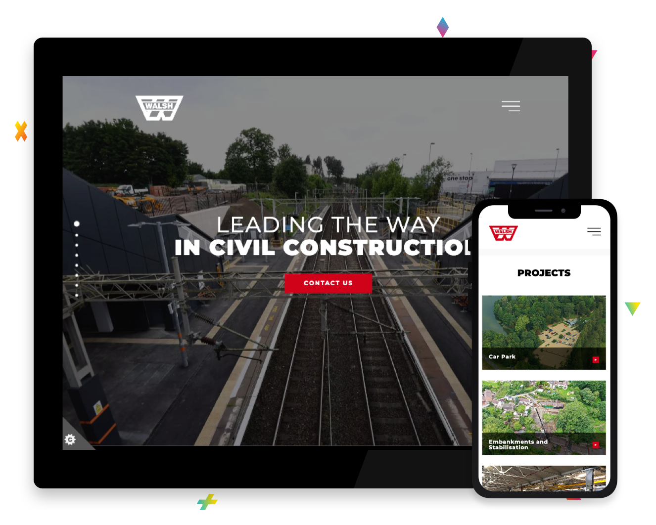 walsh construction tablet and mobile view