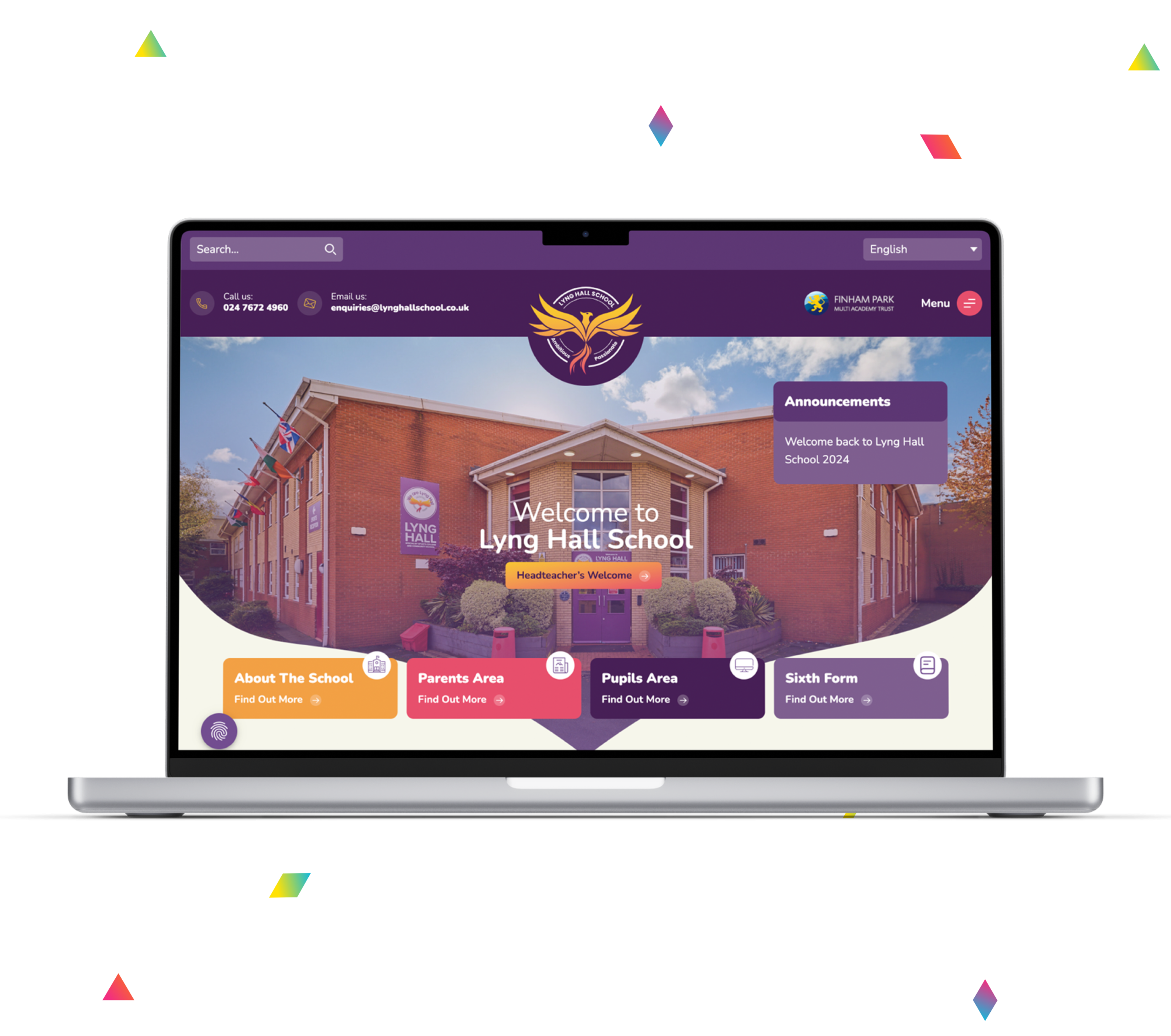 Lyng Hall School Desktop Mock-up